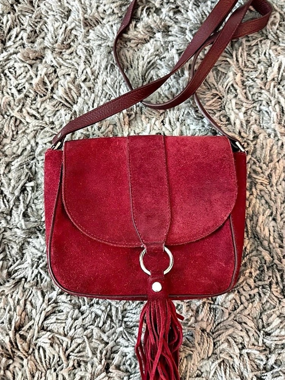 Fringe Crossbody Bag in Red